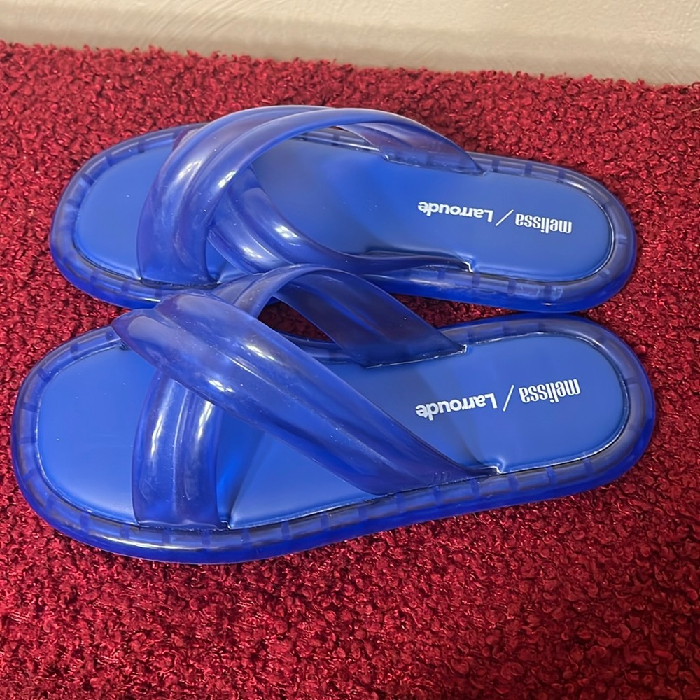 Larroude X Melissa Cali PVC Blue Slide Sandals 8